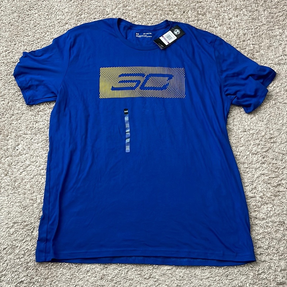 NWT Under Armour HeatGear Blue/Yellow Steph Curry SC T-Shirt 1330512 Size 2XL